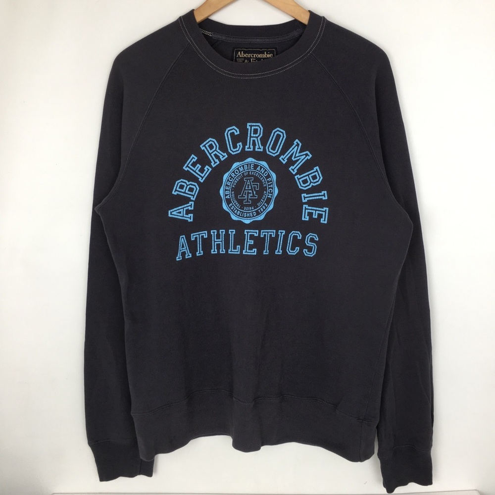 Vintage Abercrombie & Fitch Y2K 90’s Crewneck Sweatshirt Gray Blue Men’s Size S
